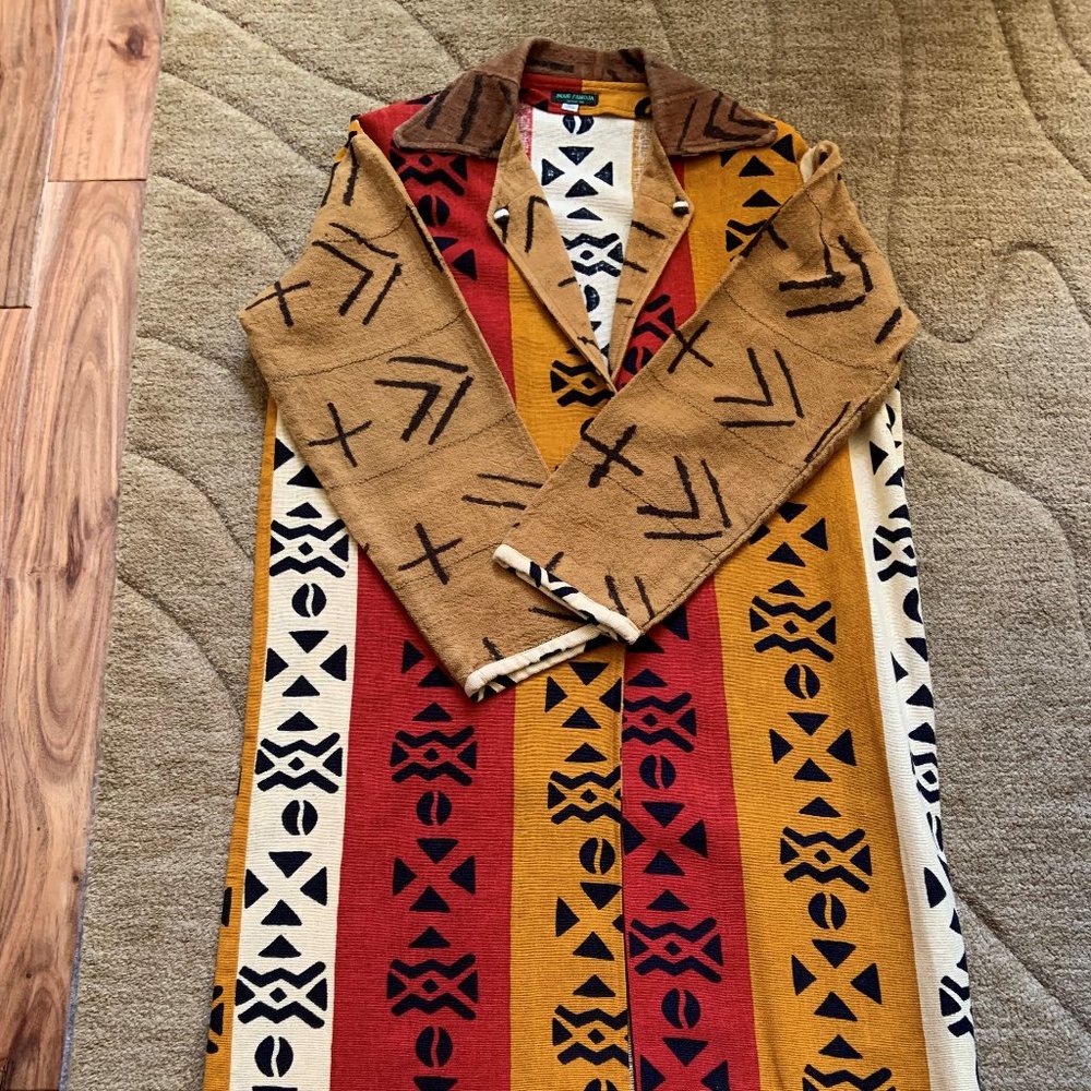 Imani Pamoja Mud Cloth & Cotton Fabric Duster Coat - NWOT